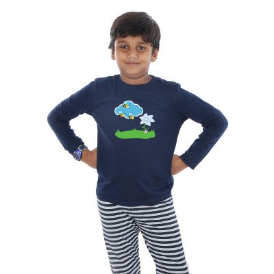 Blue Full Sleeve Boys Pyjama - Honey Bee